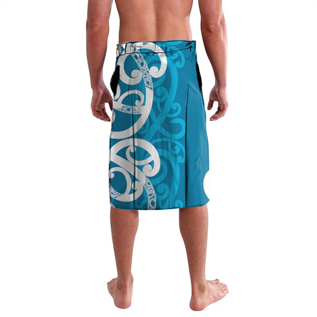 Azure Blue Maori Lavalava Koru Kowhaiwhai - Aussie Hoodie