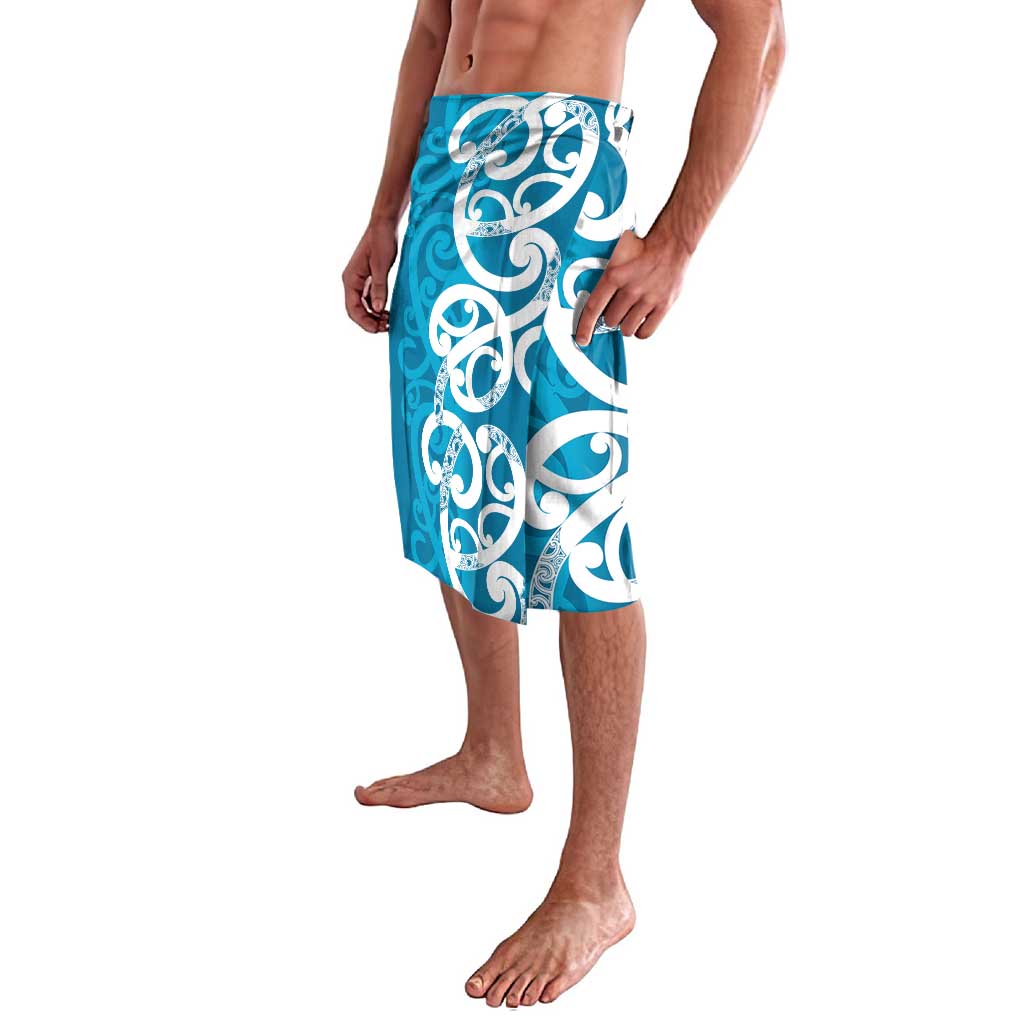 Azure Blue Maori Lavalava Koru Kowhaiwhai - Aussie Hoodie
