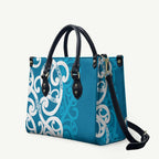 Azure Blue Maori Leather Bag Koru Kowhaiwhai - Aussie Hoodie