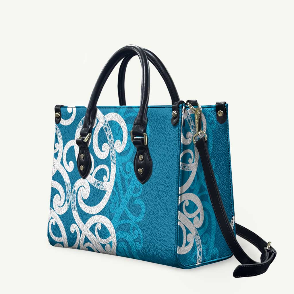 Azure Blue Maori Leather Bag Koru Kowhaiwhai - Aussie Hoodie