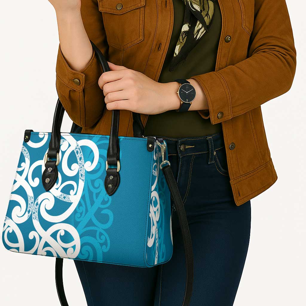 Azure Blue Maori Leather Bag Koru Kowhaiwhai - Aussie Hoodie