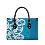 Azure Blue Maori Leather Bag Koru Kowhaiwhai - Aussie Hoodie
