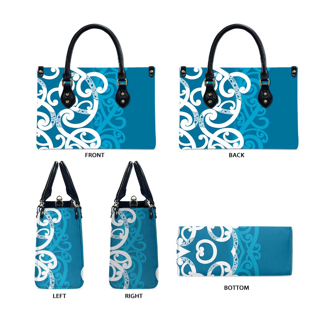 Azure Blue Maori Leather Bag Koru Kowhaiwhai - Aussie Hoodie