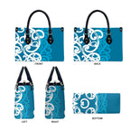 Azure Blue Maori Leather Bag Koru Kowhaiwhai - Aussie Hoodie