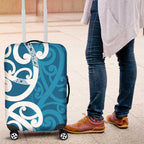 Azure Blue Maori Luggage Cover Koru Kowhaiwhai - Aussie Hoodie