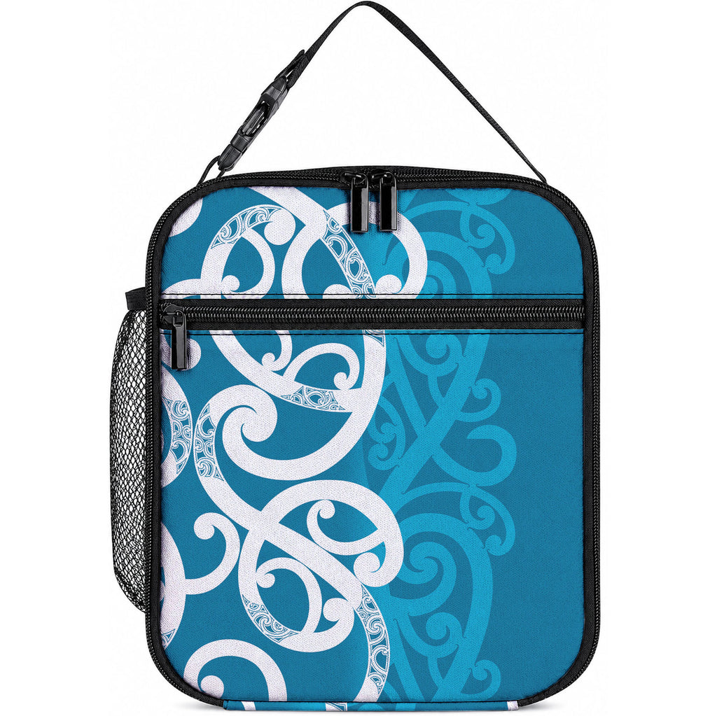 Azure Blue Maori Lunch Bag Koru Kowhaiwhai