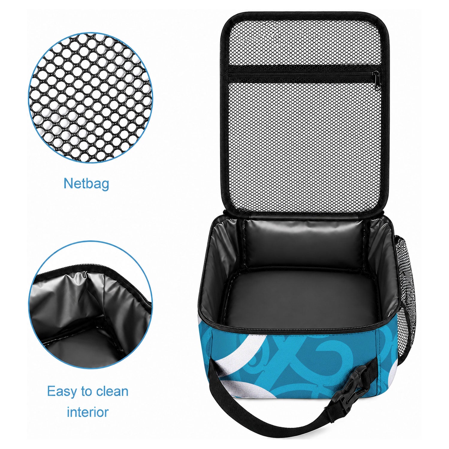 Azure Blue Maori Lunch Bag Koru Kowhaiwhai