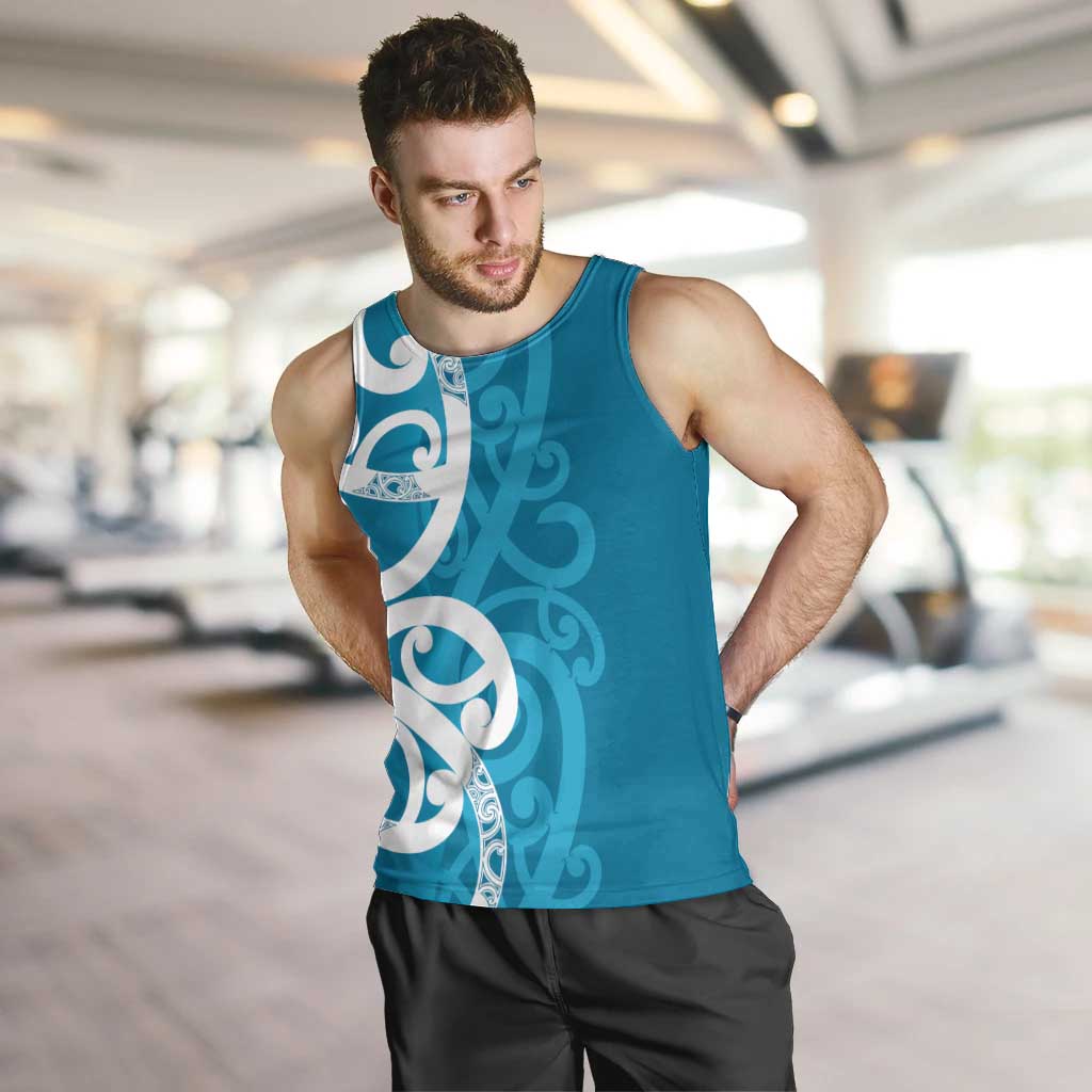 Azure Blue Maori Men Tank Top Koru Kowhaiwhai - Aussie Hoodie