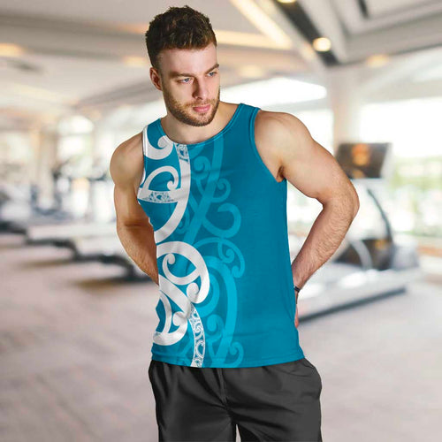 Azure Blue Maori Men Tank Top Koru Kowhaiwhai - Aussie Hoodie