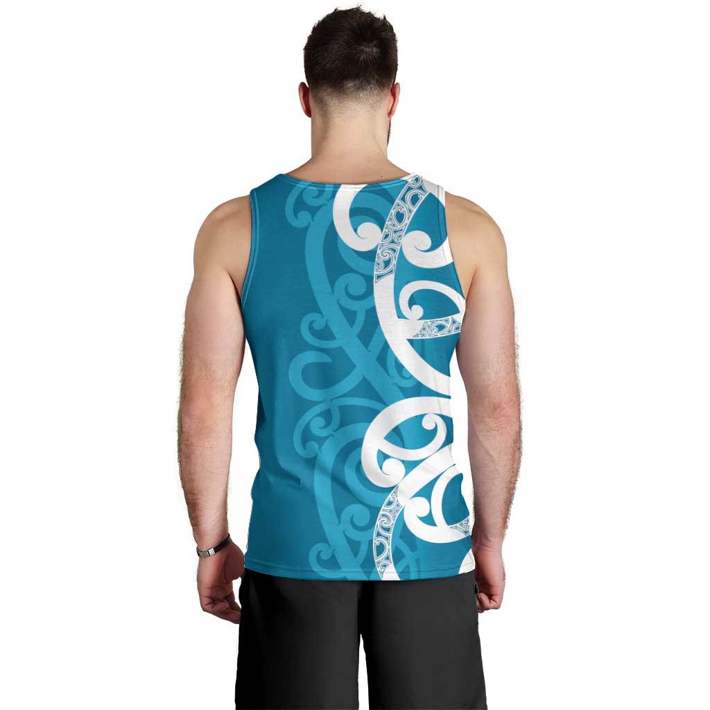 Azure Blue Maori Men Tank Top Koru Kowhaiwhai - Aussie Hoodie