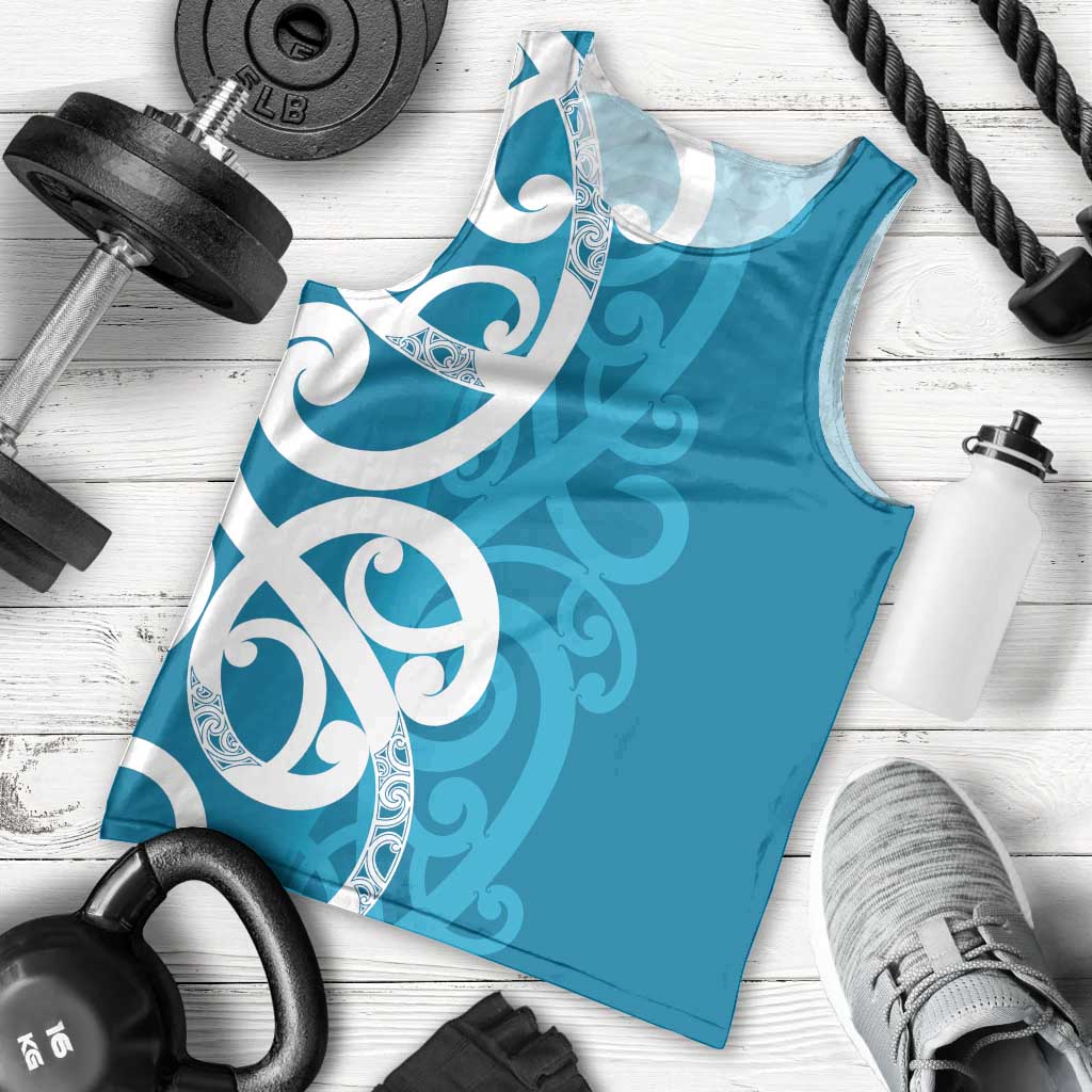 Azure Blue Maori Men Tank Top Koru Kowhaiwhai - Aussie Hoodie