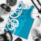 Azure Blue Maori Men Tank Top Koru Kowhaiwhai - Aussie Hoodie
