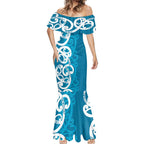 Azure Blue Maori Mermaid Dress Koru Kowhaiwhai - Aussie Hoodie