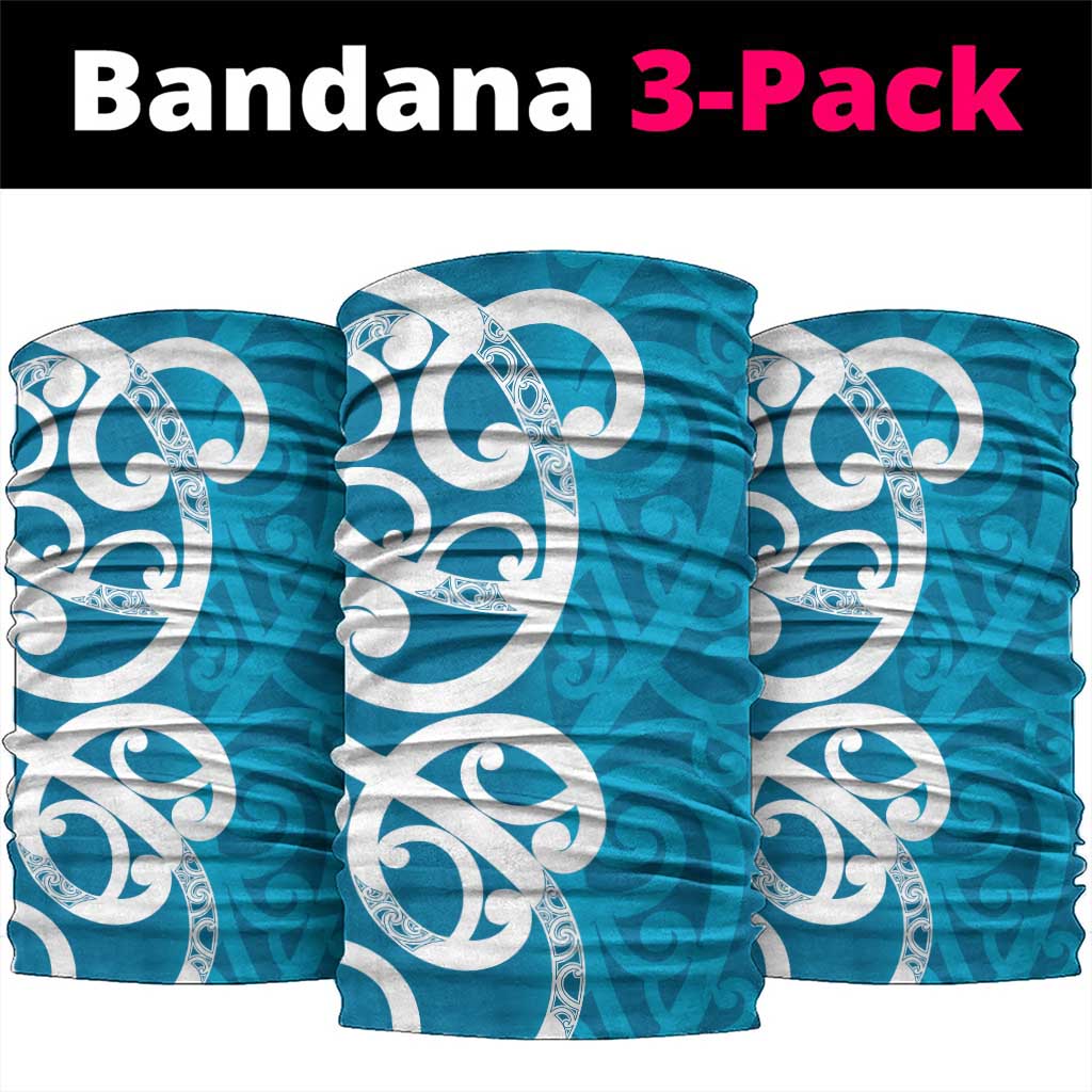 Azure Blue Maori Neck Gaiter Koru Kowhaiwhai - Aussie Hoodie