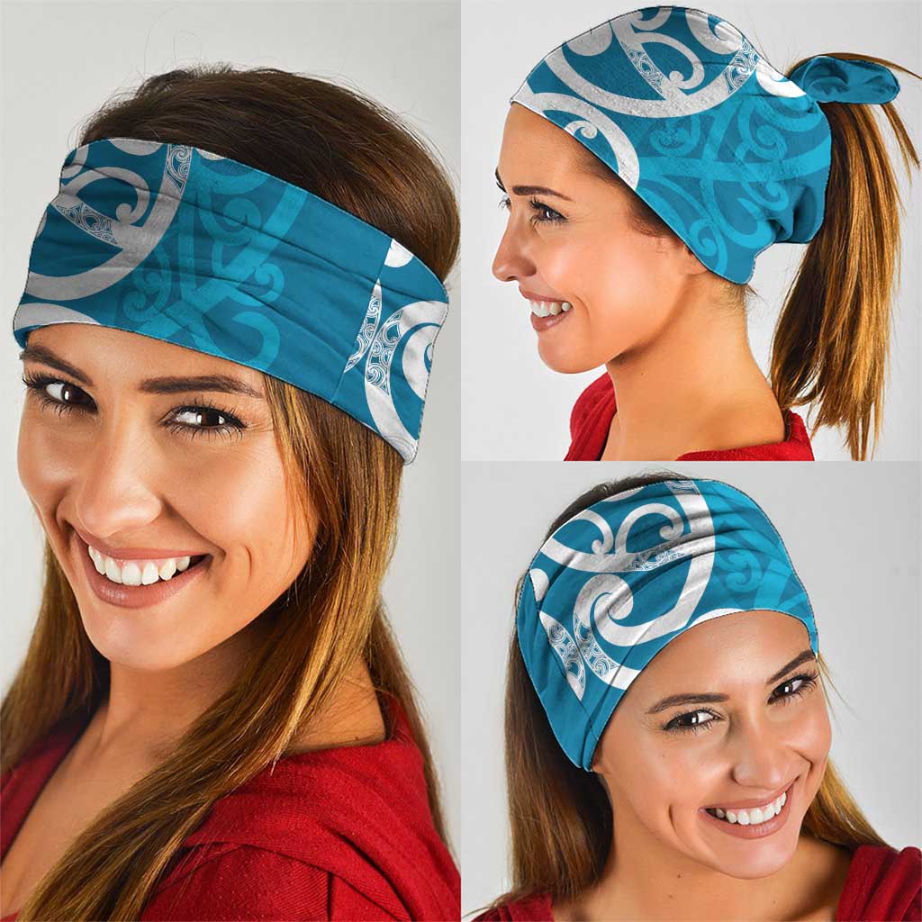 Azure Blue Maori Neck Gaiter Koru Kowhaiwhai - Aussie Hoodie