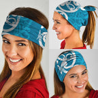 Azure Blue Maori Neck Gaiter Koru Kowhaiwhai - Aussie Hoodie
