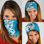 Azure Blue Maori Neck Gaiter Koru Kowhaiwhai - Aussie Hoodie
