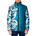 Azure Blue Maori Padded Jacket Koru Kowhaiwhai - Aussie Hoodie