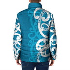 Azure Blue Maori Padded Jacket Koru Kowhaiwhai - Aussie Hoodie