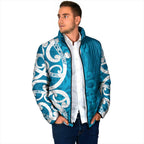 Azure Blue Maori Padded Jacket Koru Kowhaiwhai - Aussie Hoodie