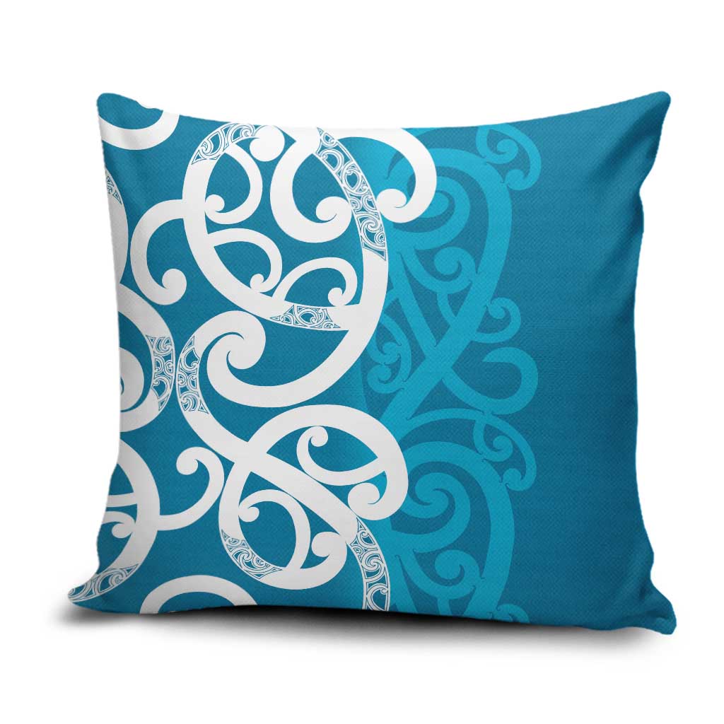 Azure Blue Maori Pillow Cover Koru Kowhaiwhai - Aussie Hoodie