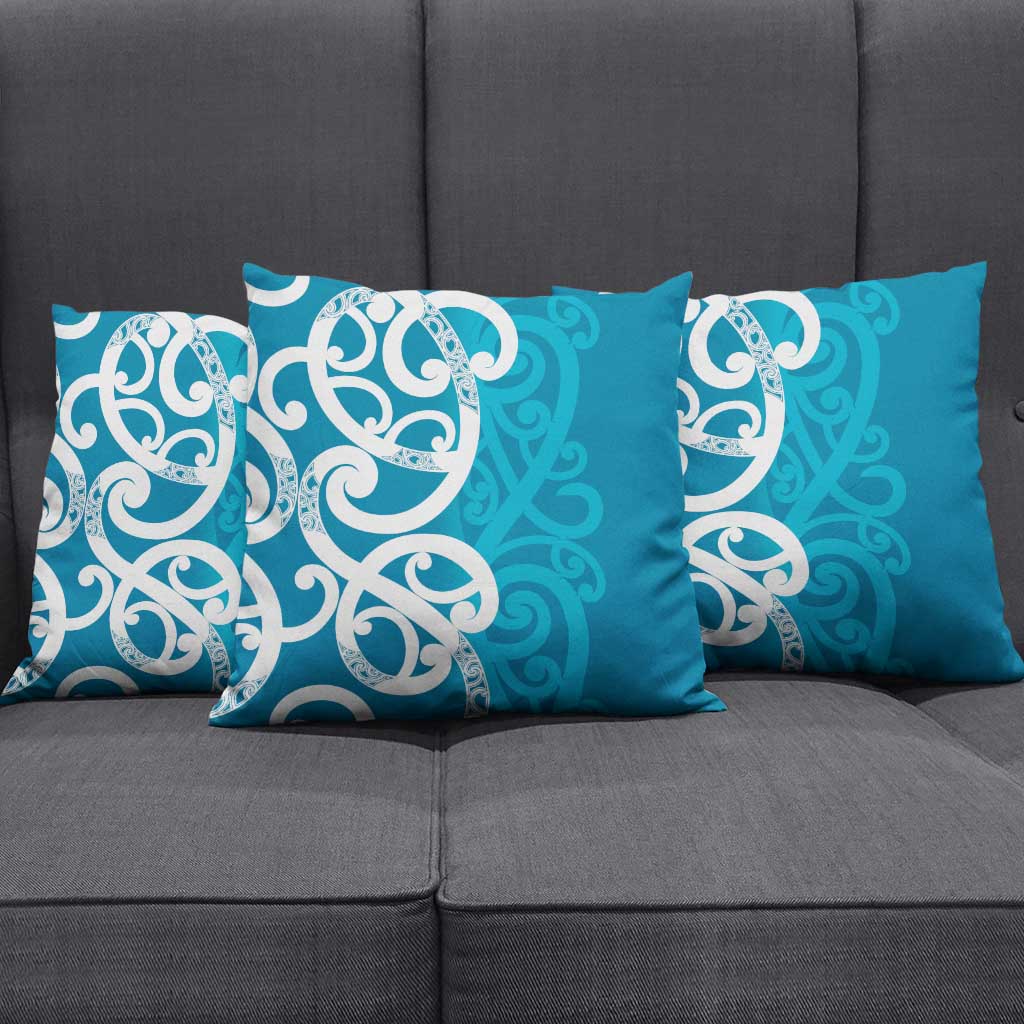 Azure Blue Maori Pillow Cover Koru Kowhaiwhai - Aussie Hoodie