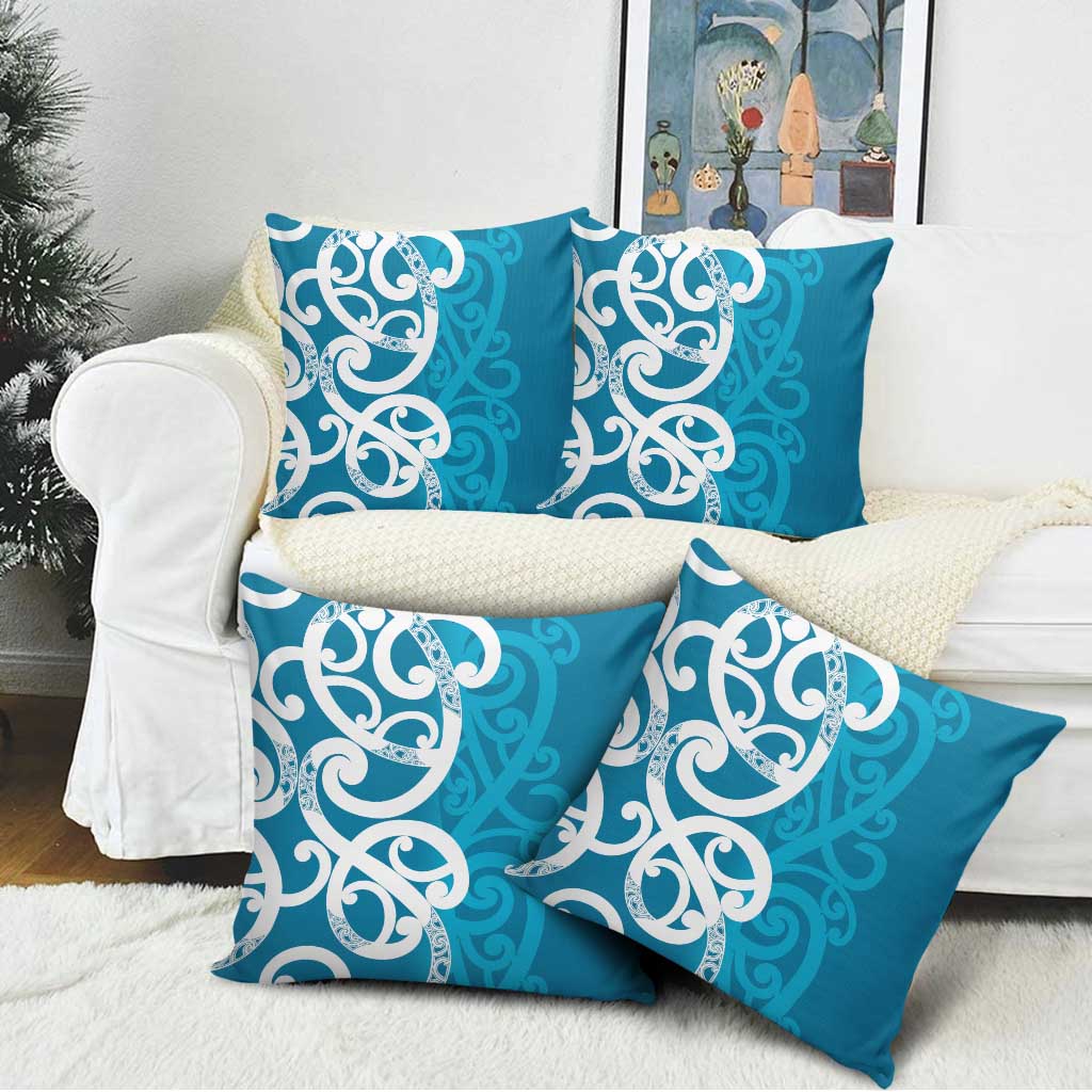 Azure Blue Maori Pillow Cover Koru Kowhaiwhai - Aussie Hoodie