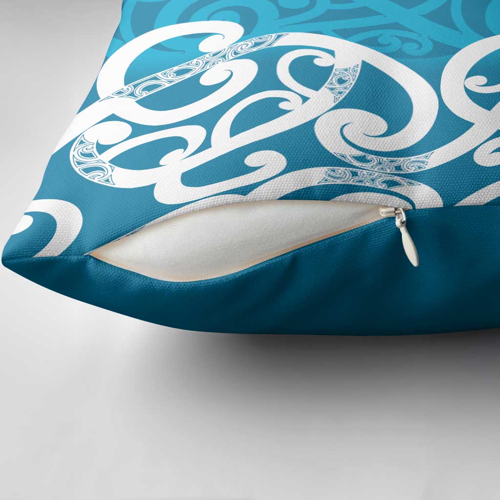 Azure Blue Maori Pillow Cover Koru Kowhaiwhai - Aussie Hoodie