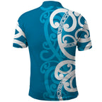 Azure Blue Maori Polo Shirt Koru Kowhaiwhai - Aussie Hoodie