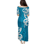 Azure Blue Maori Puletasi Koru Kowhaiwhai - Aussie Hoodie