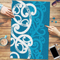 Azure Blue Maori Puzzle Koru Kowhaiwhai - Aussie Hoodie