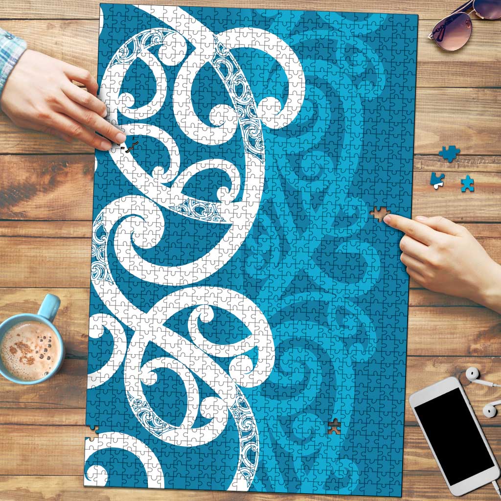 Azure Blue Maori Puzzle Koru Kowhaiwhai - Aussie Hoodie