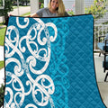 Azure Blue Maori Quilt Koru Kowhaiwhai - Aussie Hoodie