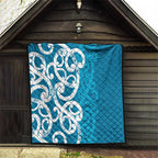Azure Blue Maori Quilt Koru Kowhaiwhai - Aussie Hoodie