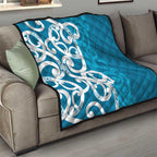 Azure Blue Maori Quilt Koru Kowhaiwhai - Aussie Hoodie