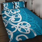 Azure Blue Maori Quilt Bed Set Koru Kowhaiwhai - Aussie Hoodie
