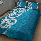 Azure Blue Maori Quilt Bed Set Koru Kowhaiwhai - Aussie Hoodie