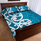 Azure Blue Maori Quilt Bed Set Koru Kowhaiwhai - Aussie Hoodie