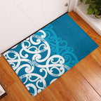 Azure Blue Maori Rubber Doormat Koru Kowhaiwhai - Aussie Hoodie