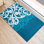 Azure Blue Maori Rubber Doormat Koru Kowhaiwhai - Aussie Hoodie