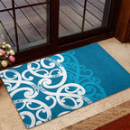 Azure Blue Maori Rubber Doormat Koru Kowhaiwhai - Aussie Hoodie