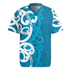 Azure Blue Maori Rugby Jersey Koru Kowhaiwhai - Aussie Hoodie