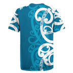 Azure Blue Maori Rugby Jersey Koru Kowhaiwhai - Aussie Hoodie