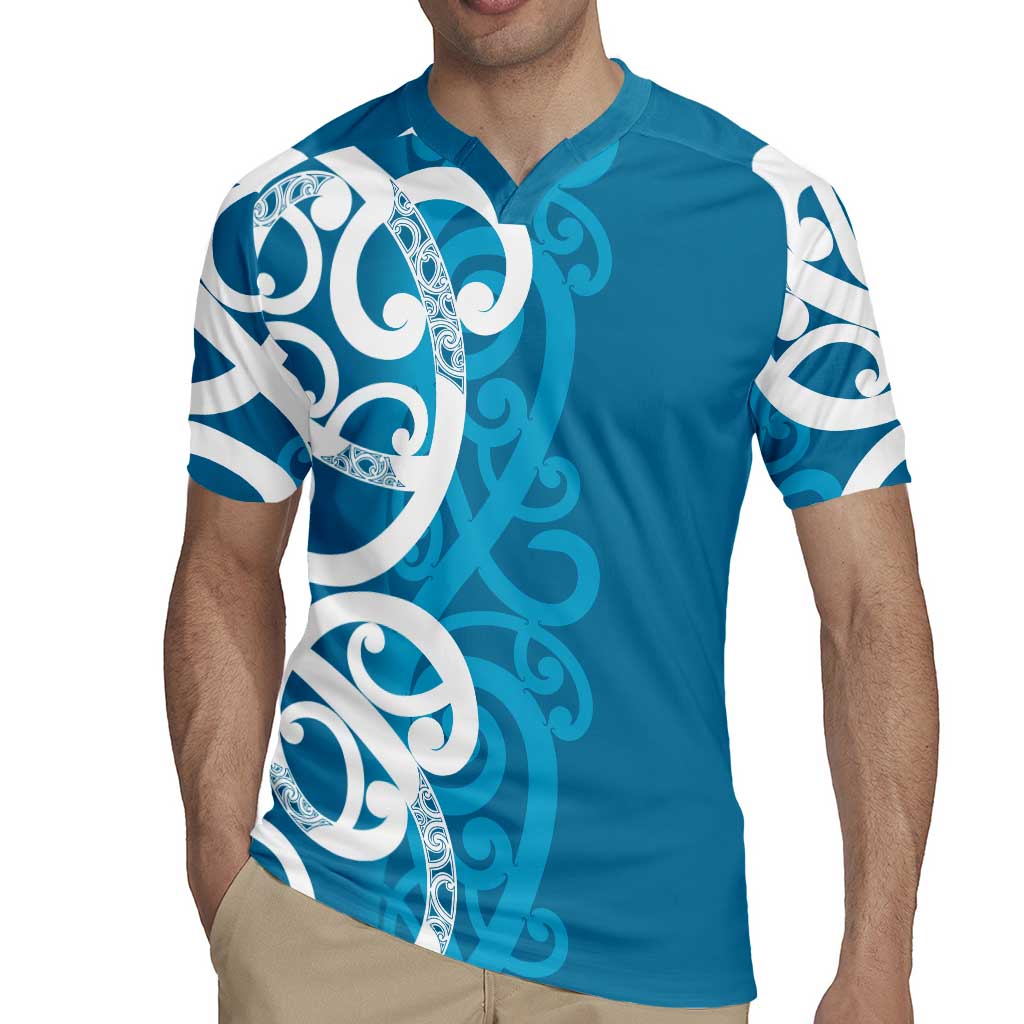 Azure Blue Maori Rugby Jersey Koru Kowhaiwhai - Aussie Hoodie