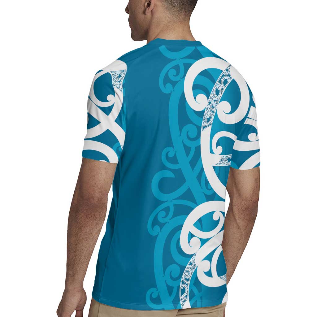 Azure Blue Maori Rugby Jersey Koru Kowhaiwhai - Aussie Hoodie