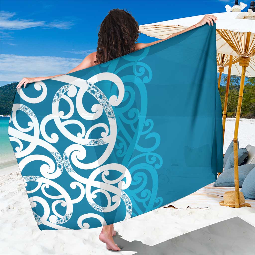 Azure Blue Maori Sarong Koru Kowhaiwhai - Aussie Hoodie