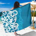 Azure Blue Maori Sarong Koru Kowhaiwhai - Aussie Hoodie
