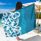 Azure Blue Maori Sarong Koru Kowhaiwhai - Aussie Hoodie
