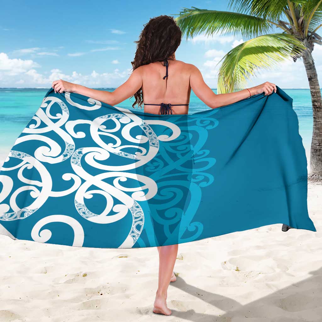 Azure Blue Maori Sarong Koru Kowhaiwhai - Aussie Hoodie