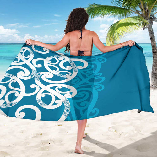 Azure Blue Maori Sarong Koru Kowhaiwhai - Aussie Hoodie